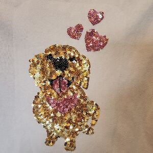 Golden Sequence Dog Print On Light Purple Long Sleeve Shirt